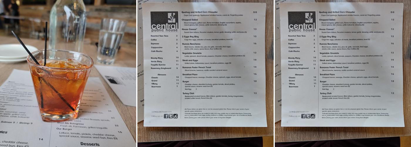 Central Public House Menu
