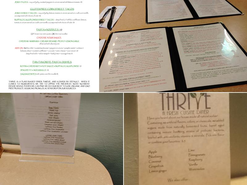 Thrive Diner Menu