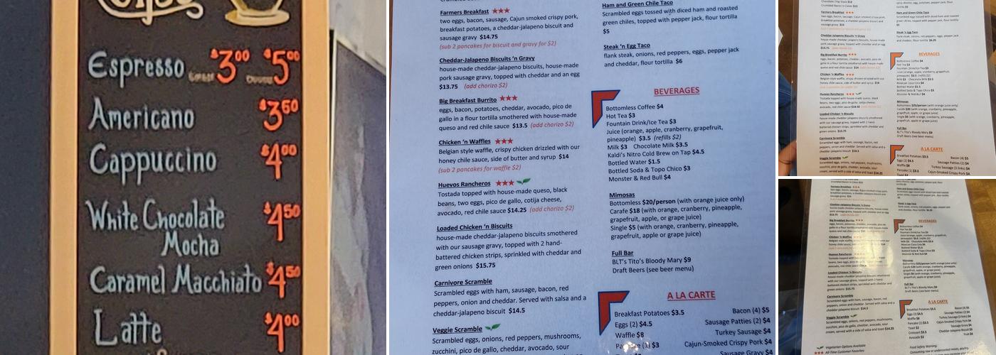 BLT's - Breakfast, Lunch and Tacos Menu