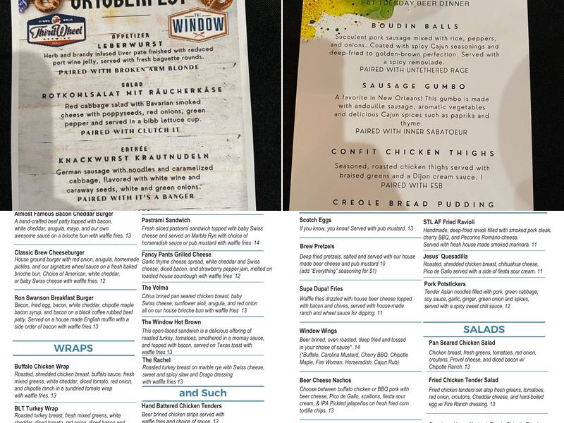 Third Wheel Brewing Menu