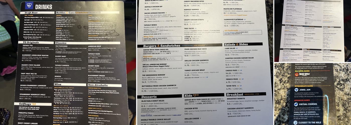 Topgolf St. Louis - Chesterfield Menu