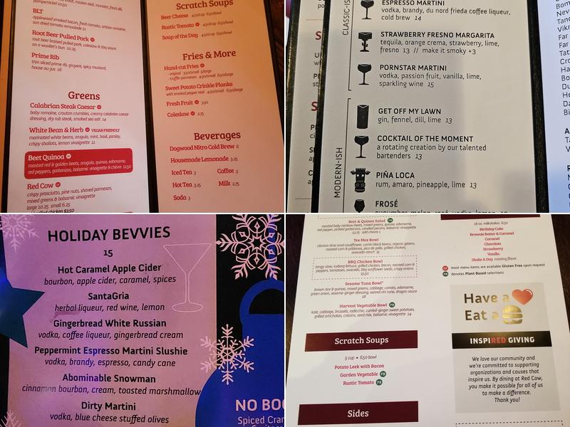 Red Cow Uptown Menu