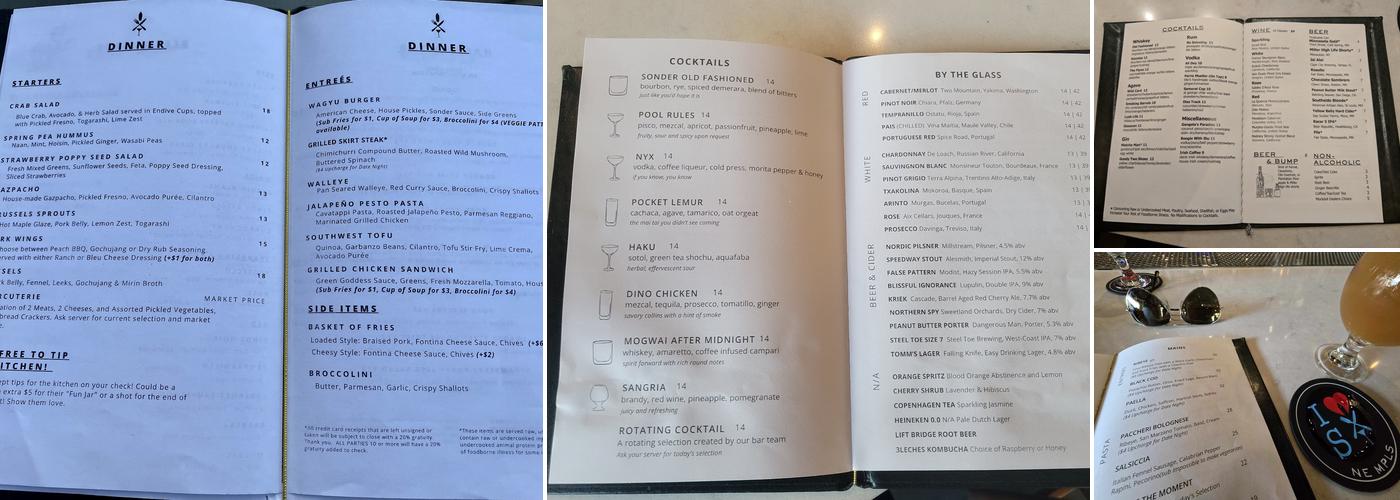 The Sonder Shaker Menu