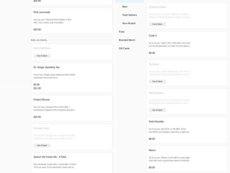 Wooden Hill Brewing Company Menu