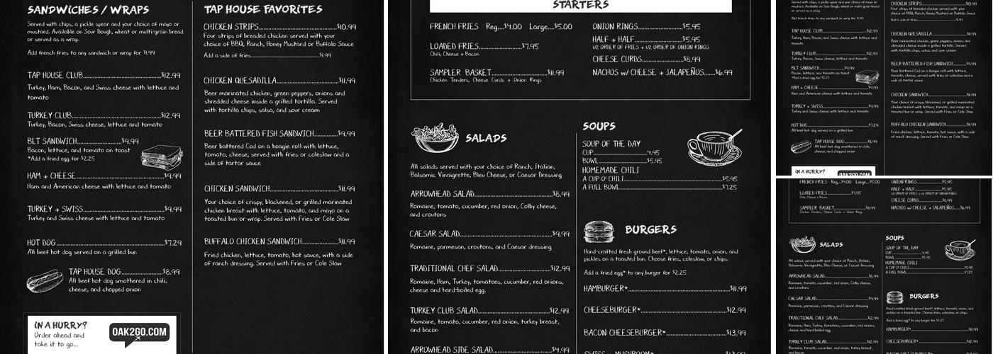 Arrowhead Tap House Menu