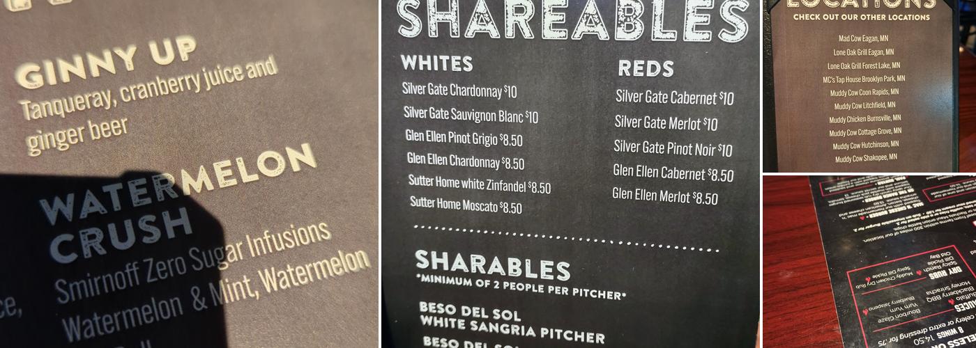 Muddy Cow - Oak Park Heights Menu