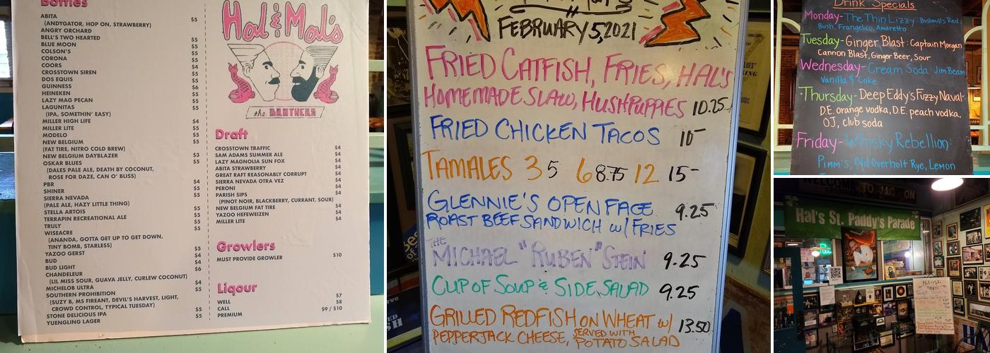 Hal & Mal's Menu