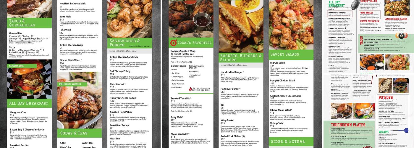 Boogies Grill & Chill Menu