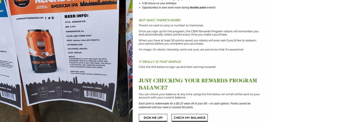 Community Beer Works Menu