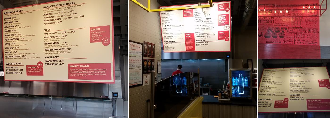 Frank Gourmet Hot Dogs Menu