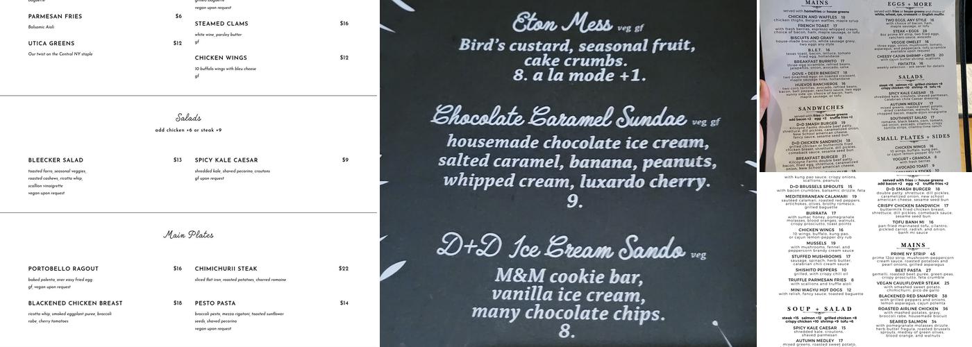 Dove + Deer Menu