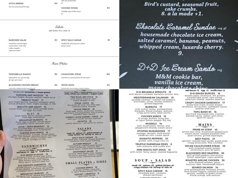 Dove + Deer Menu