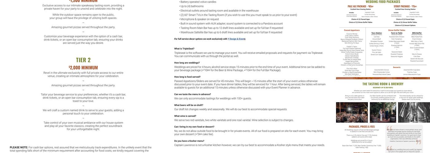 Captain Lawrence Brewing Company Menu