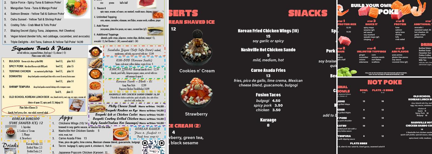 Bespoki Bowl Menu