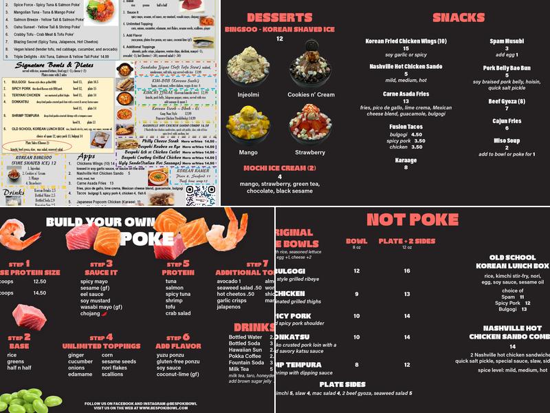 Bespoki Bowl Menu