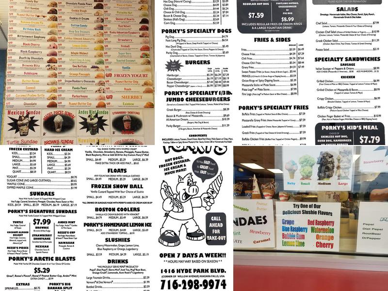 Porky's Hotdogs Menu