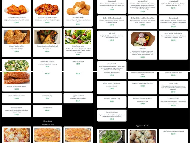 Camila’s to go Menu