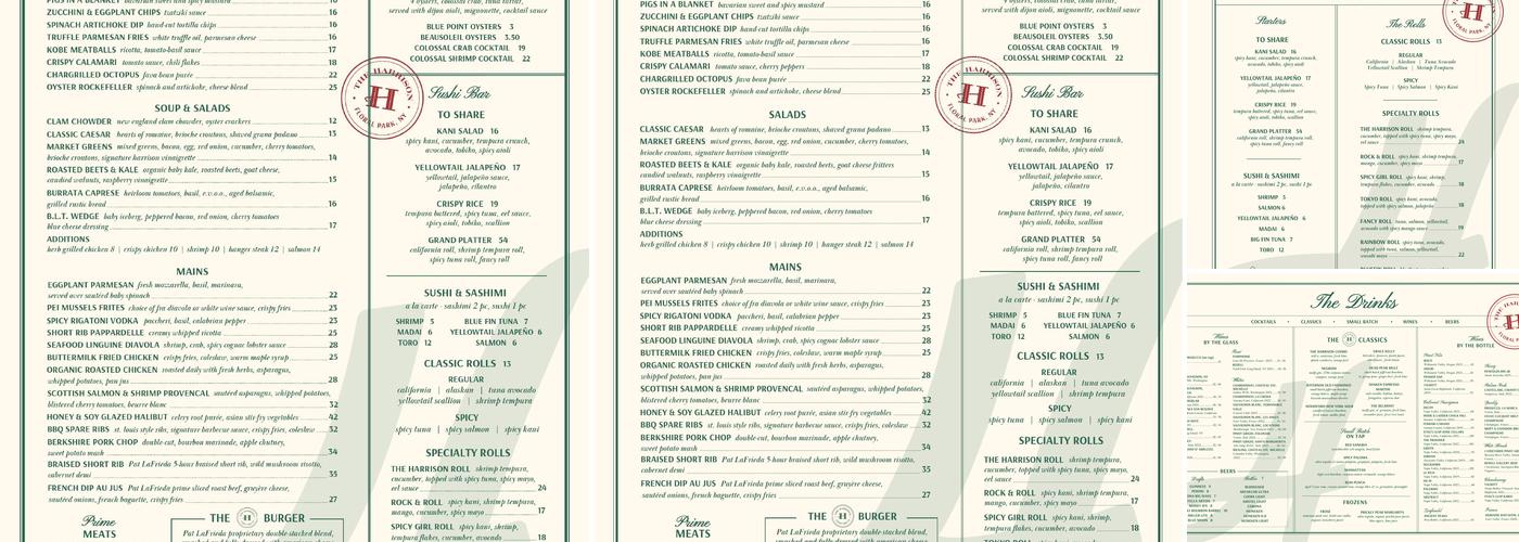 The Harrison Menu