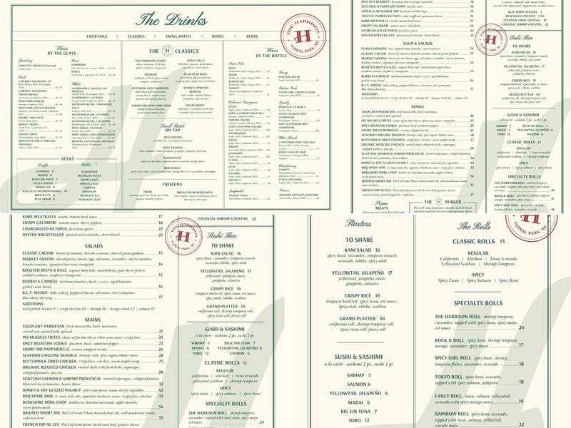 The Harrison Menu