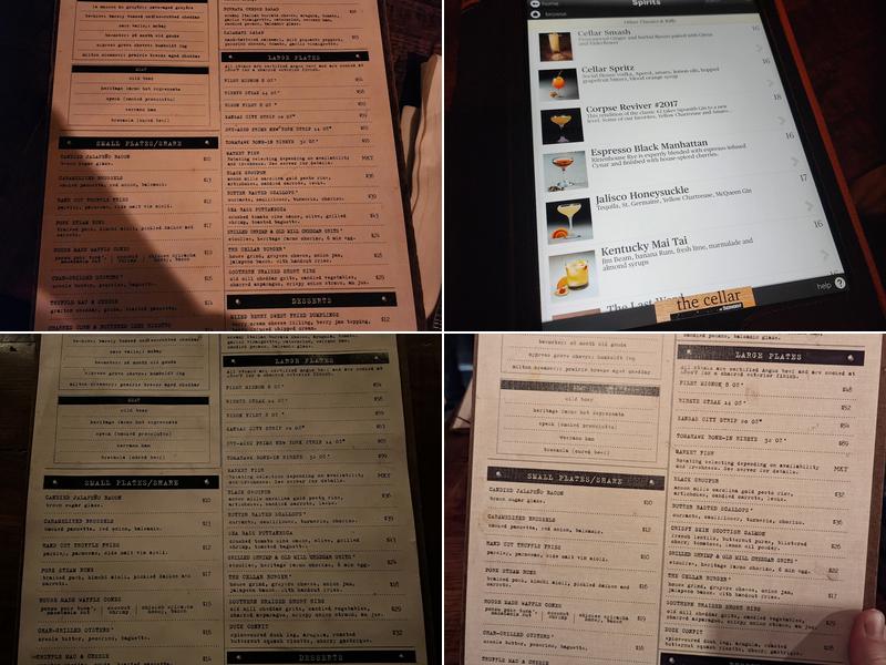 The Cellar at Duckworth's Menu