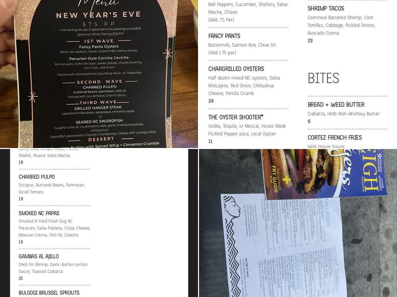 Cortez Seafood and Cocktail Menu