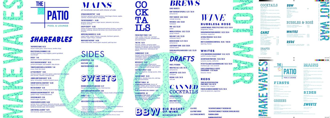 The Patio at Unscripted Menu