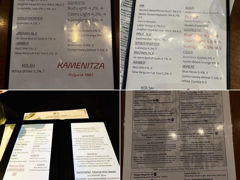 Sophie's Grill And Bar Menu