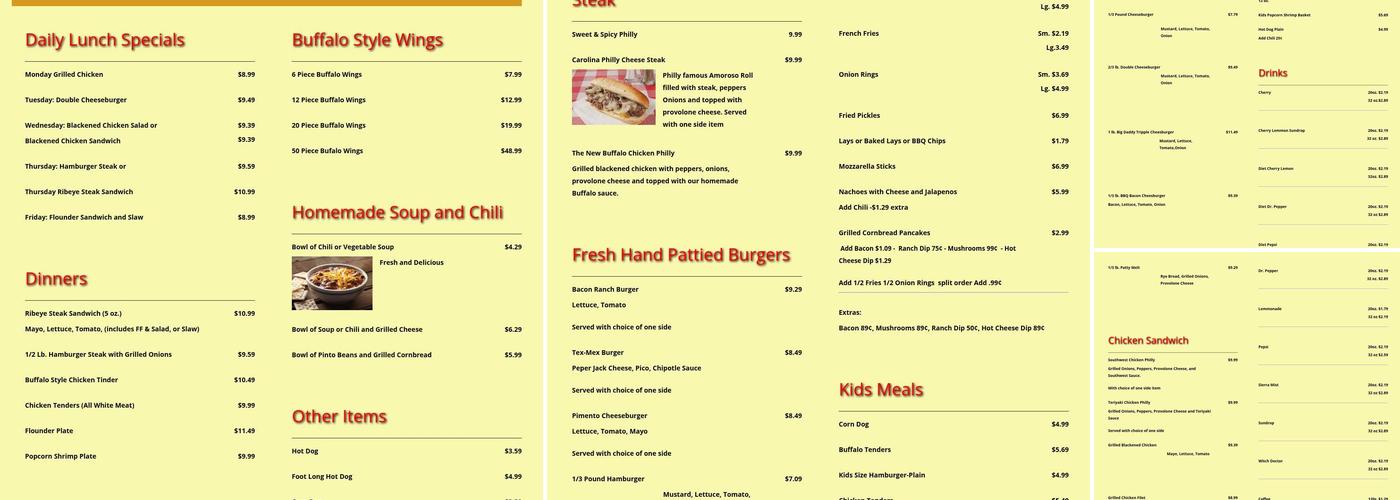 Fresh Off The Grill Menu