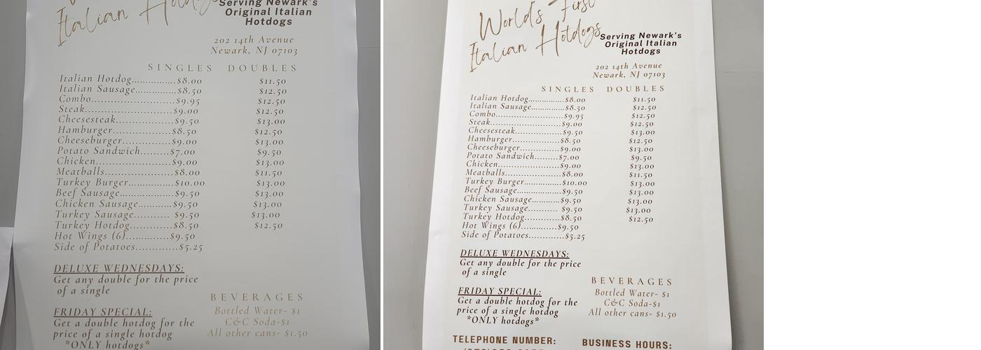 Worlds First Italian Style Hot Menu