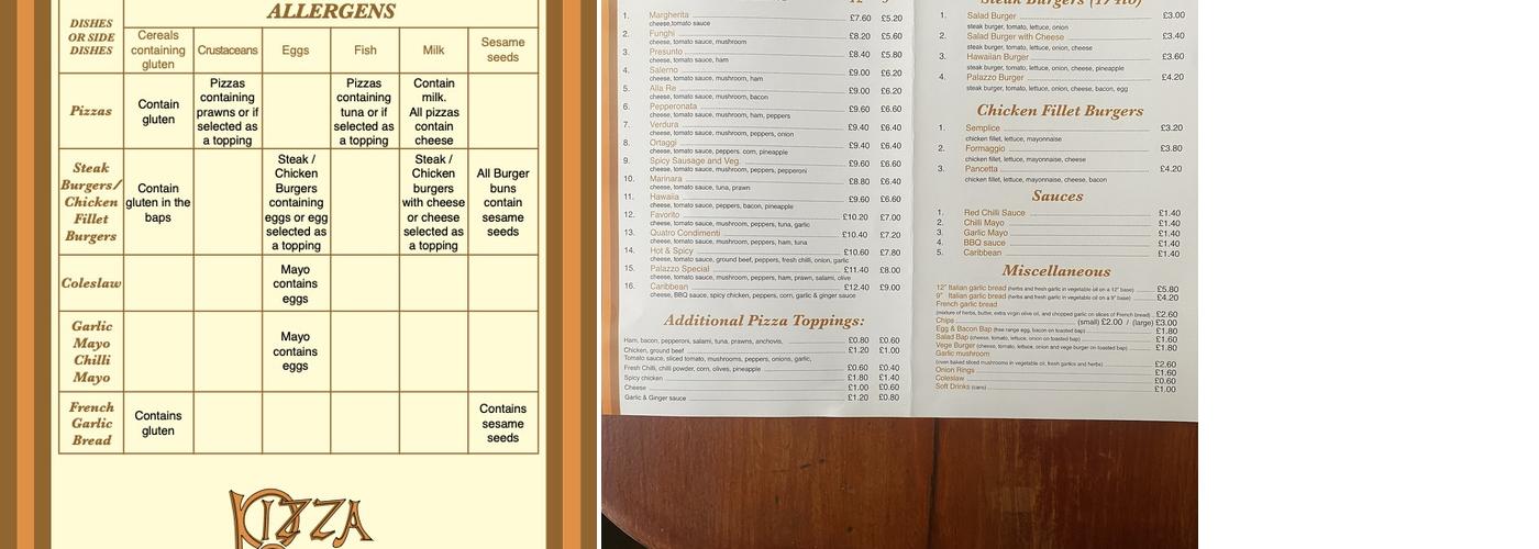 Pizza Palazzo Menu