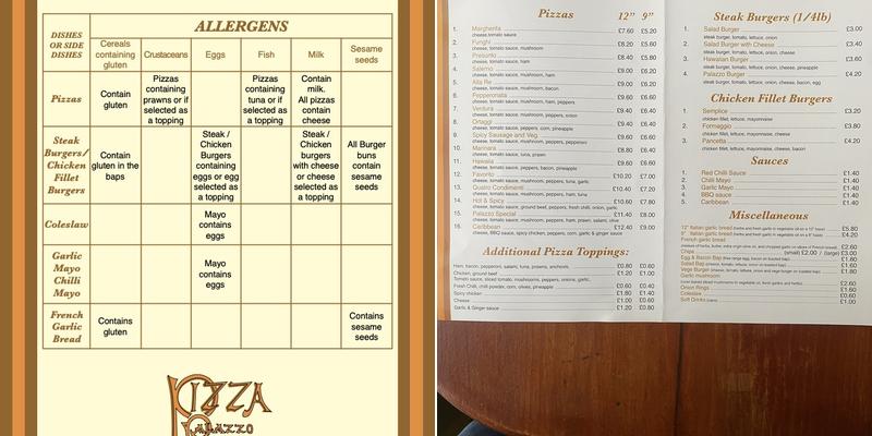 Pizza Palazzo Menu