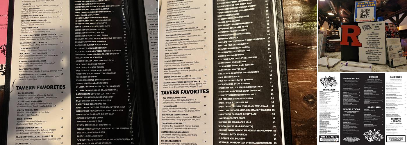 Tavern on George Menu