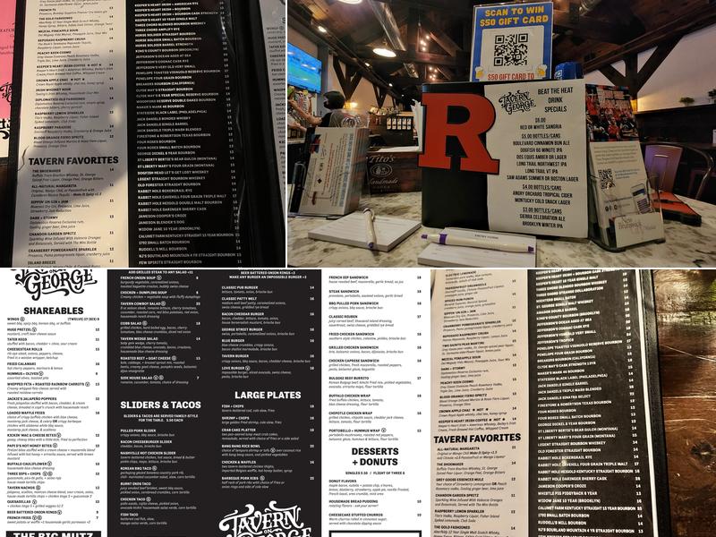 Tavern on George Menu