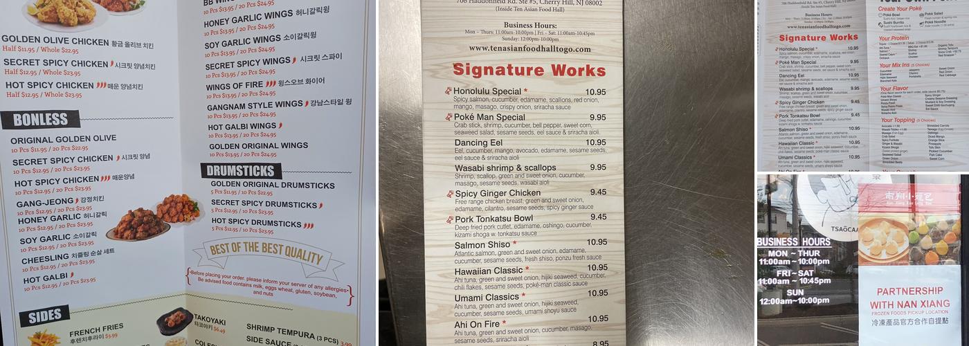 Ten asian food hall Menu