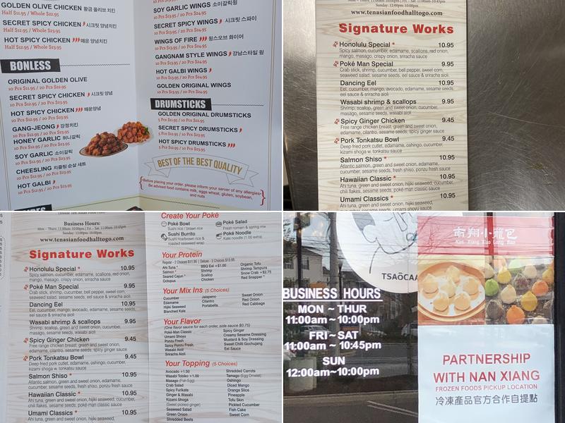 Ten asian food hall Menu