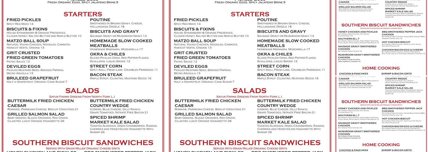 Jacob's Pickles Menu