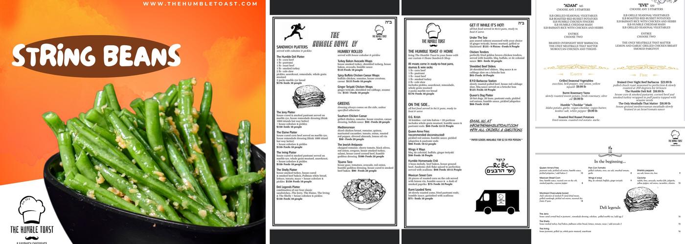 The Humble Toast Menu