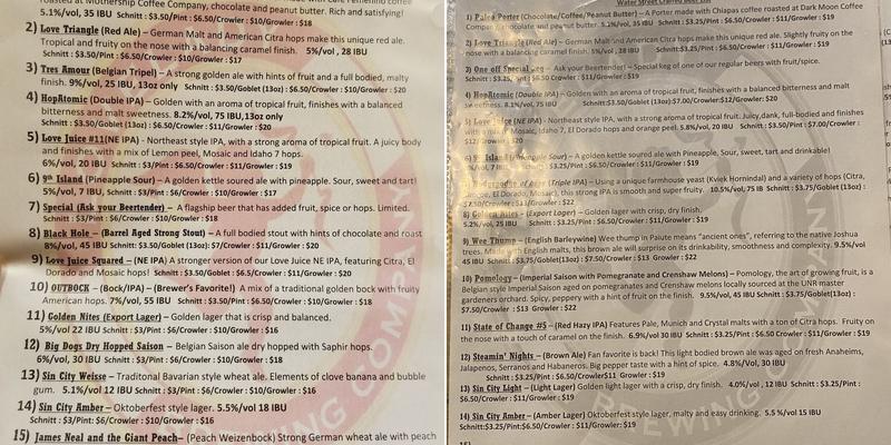 Lovelady Brewing Company Menu