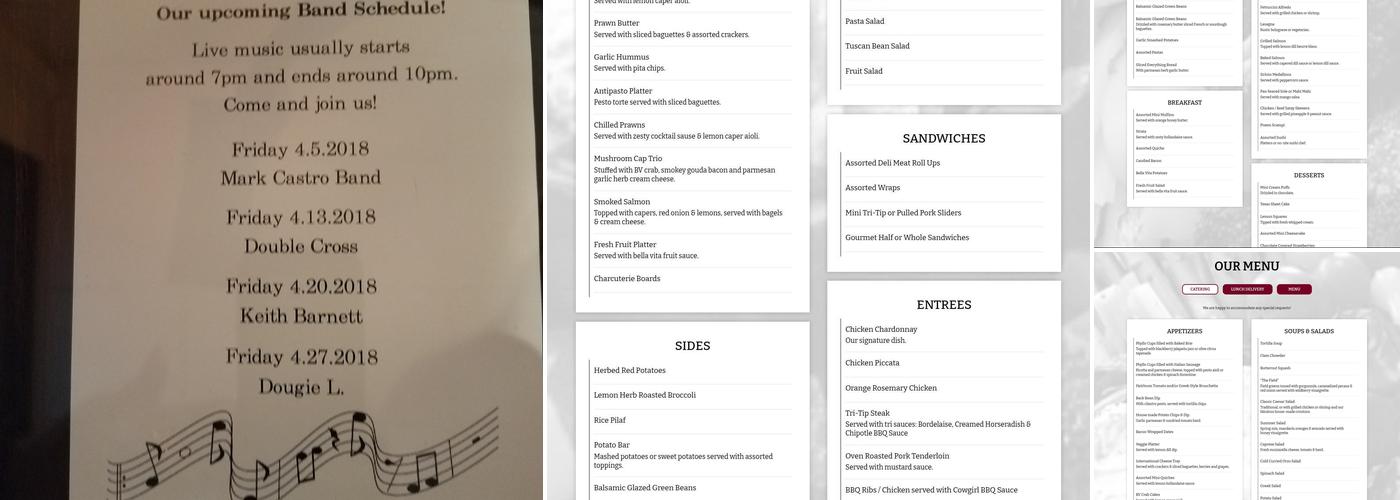 Bella Vita Bistro Menu