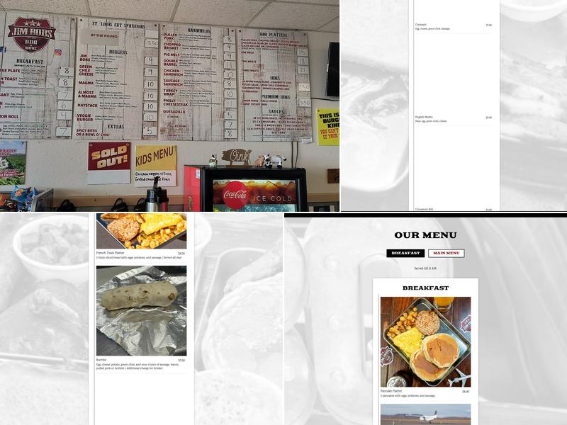 Jim Bobs BBQ Menu