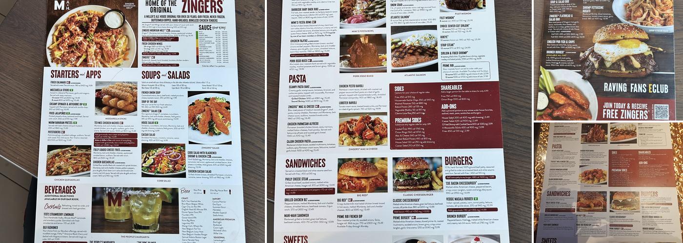 Miller's Ale House Menu