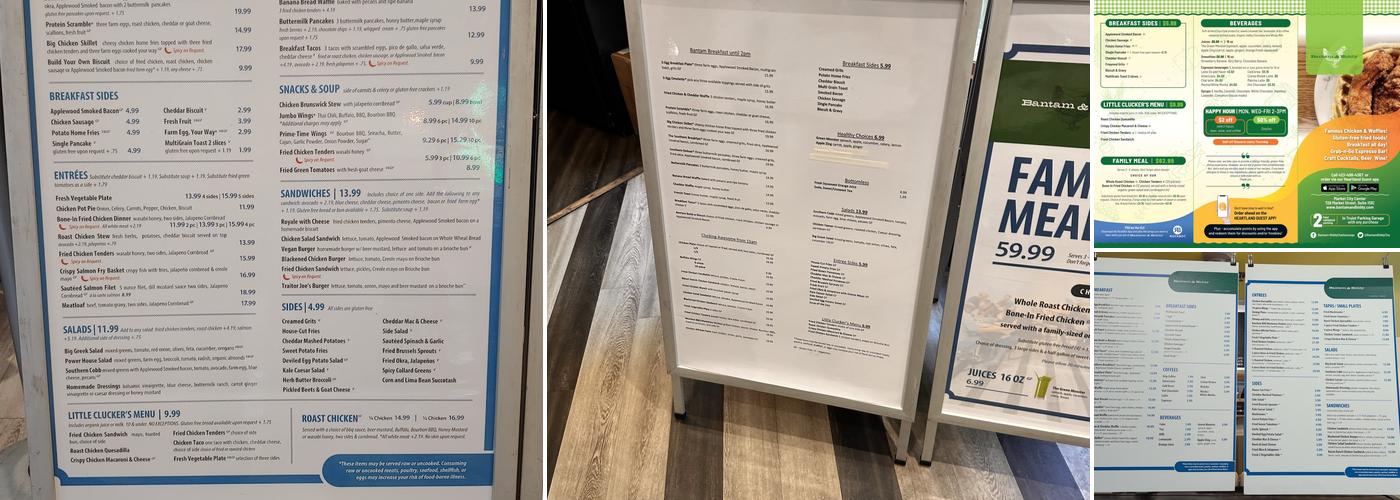 Bantam & Biddy Menu