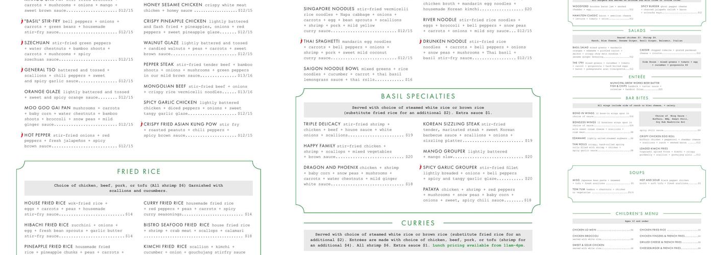 Basil 1791 Menu