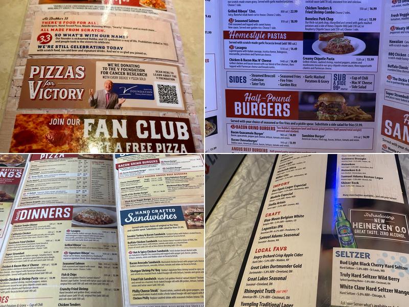 Bubba's 33 Menu