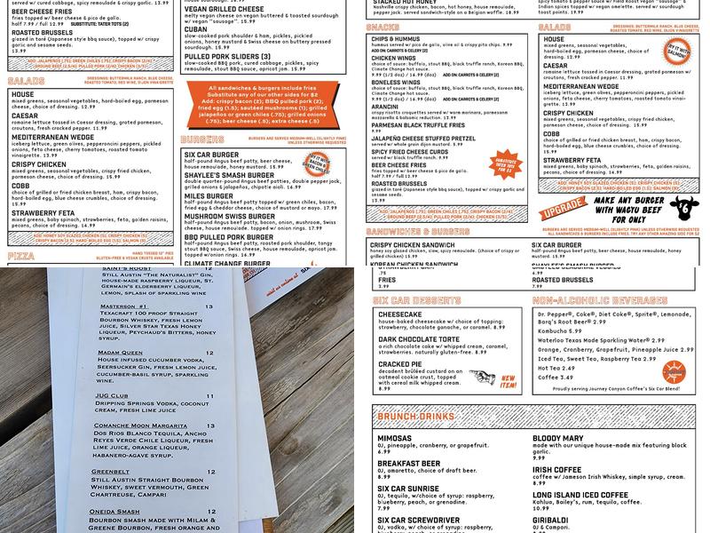 Six Car Pub & Brewery Menu