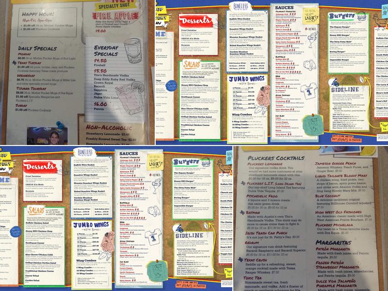Pluckers Wing Bar Menu