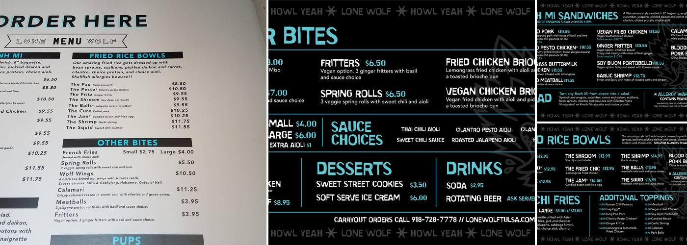 Lone Wolf Banh Mi Menu