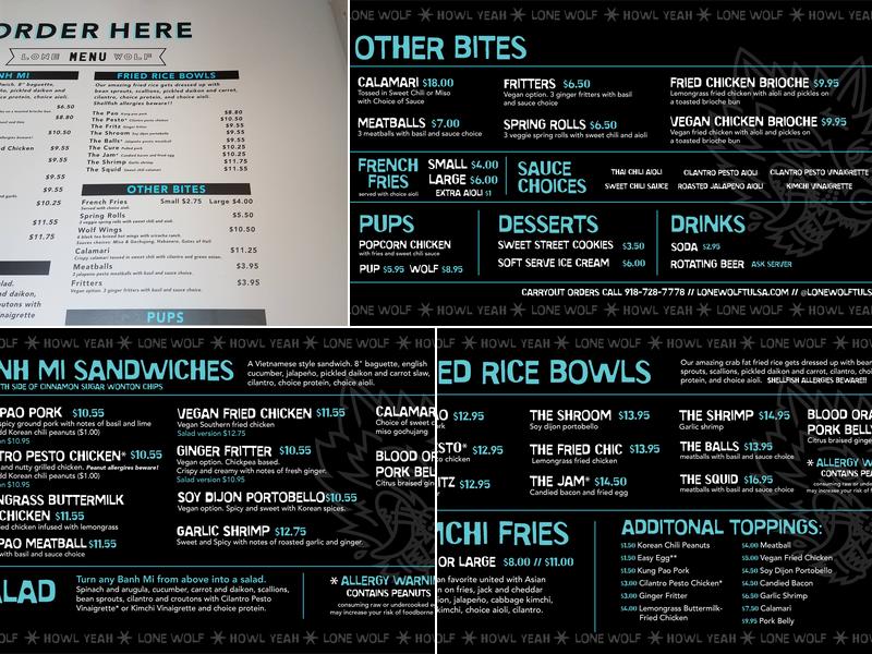 Lone Wolf Banh Mi Menu