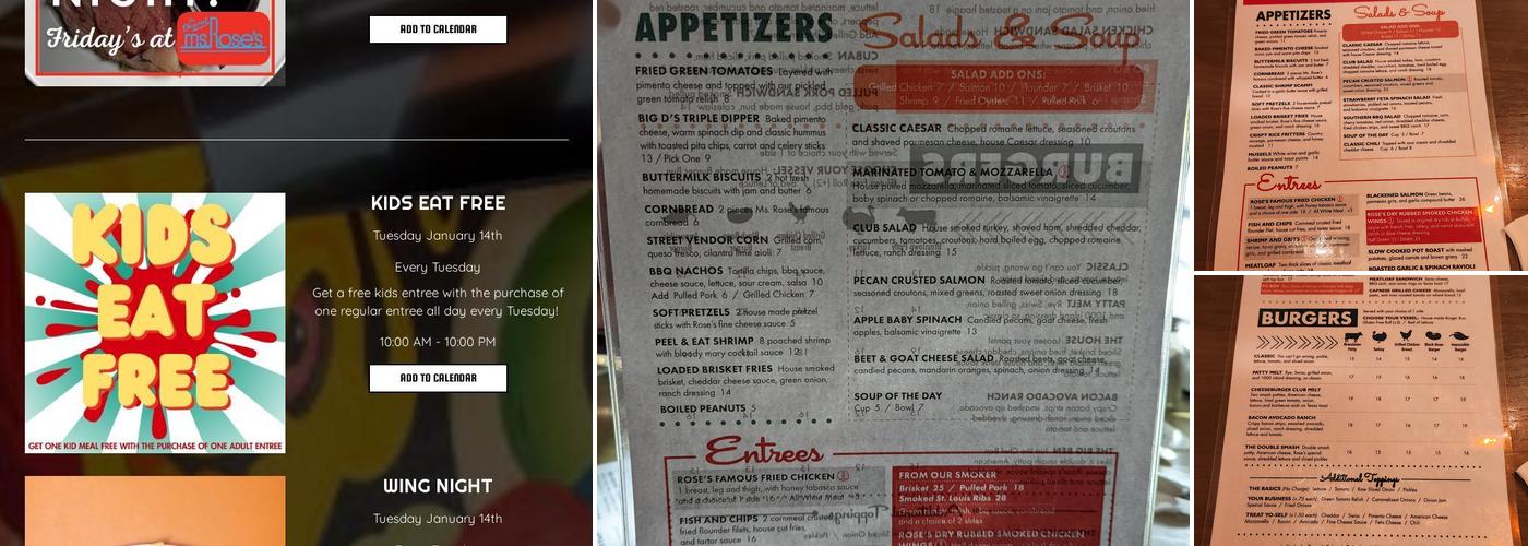 Ms. Rose's Fine Food & Cocktails Menu