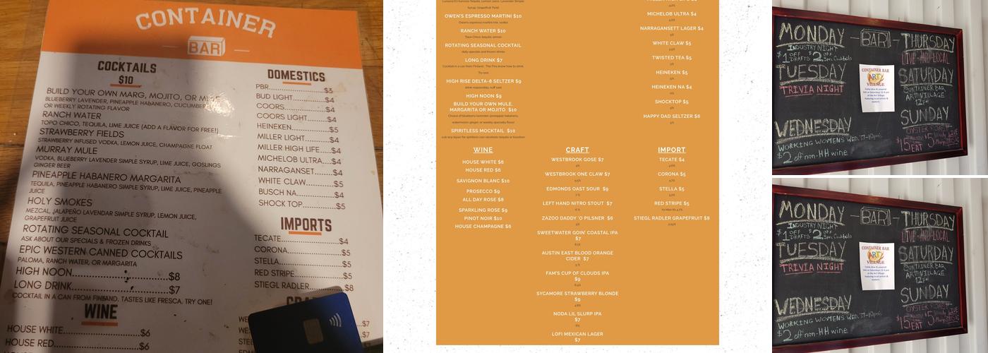Container Bar Menu
